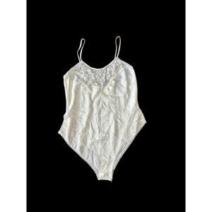 Vintage Repose cream colored one piece teddy lingerie sz M